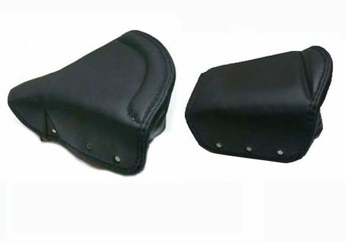 For Norton Royal Enfield BSA Lycett Black Faux Leather Front Rear Seat Cover 