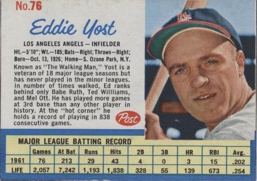 1962 Post - Eddie Yost #76
