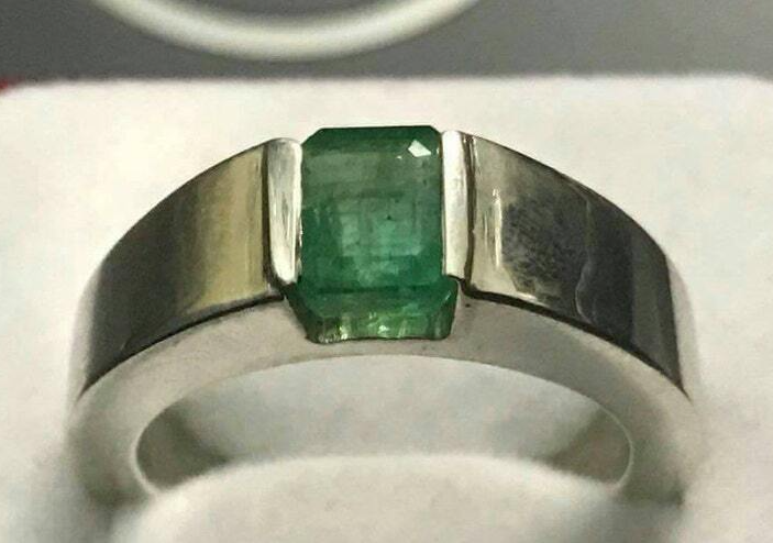 Pre-owned Handmade Natural Unheated Untreated Mens Emerald Ring Panjsher Emerald Ring Real Emerald In Green