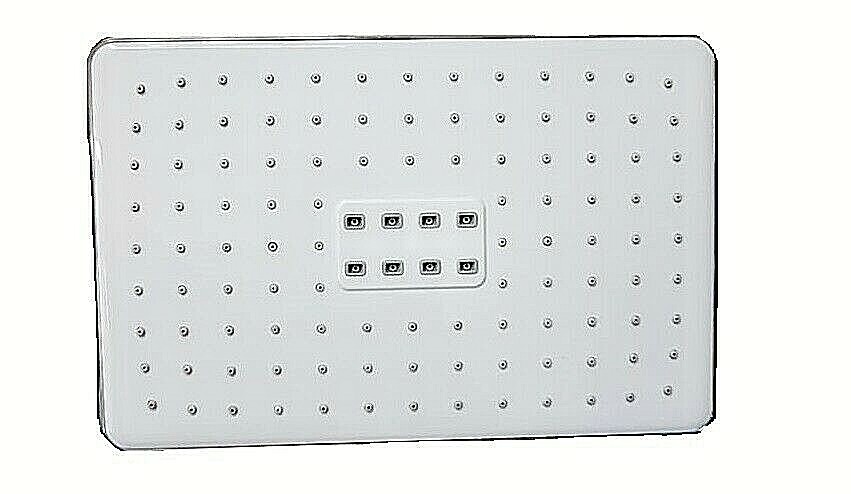 Soffione Doccia Rettangolare Bicolore Bianco e Lucido Cromato 260x170mm 116 Fori