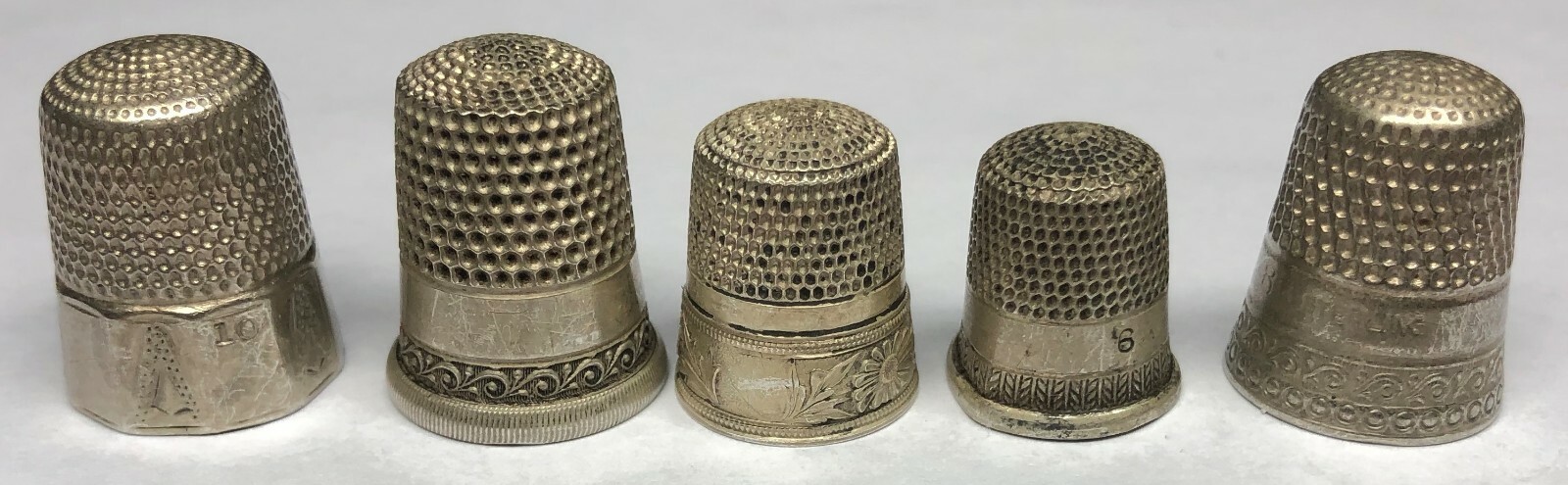 Lot of 10 Vintage Sterling Silver .925 Sewing Thimbles Hallmarks Holes 41.4 g