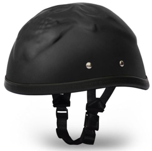 Motorcycle Riding Eagle Flat Novelty Non Dot helmet with Red Horned Sk - Leather Place