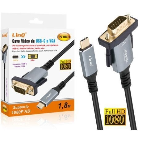Cavo Video Adattatore Da Type-C Usb Tipo C a Vga Lunghezza 1,8mt Tpc-vvga18