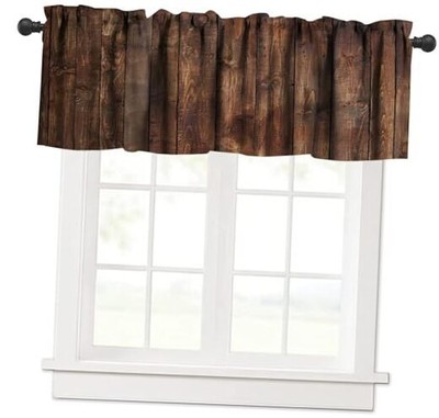 Board Valance Curtain Farmhouse Rustic Brown Barn W54xL18in(137x45cm) Wood