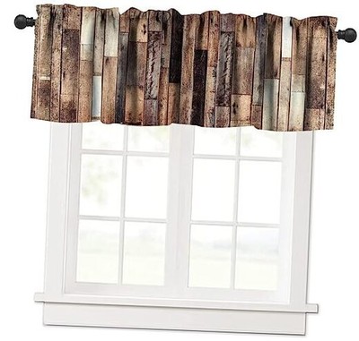 Rustic Wooden Barn Door Valances Curtains Wood Plank W54xL18in(137x45cm) Wood-7