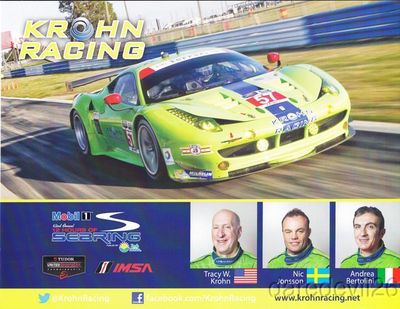 2014 Krohn Racing Ferrari 458 Italia GT2 GTLM Sebring IMSA TUSC B/B Hero Card