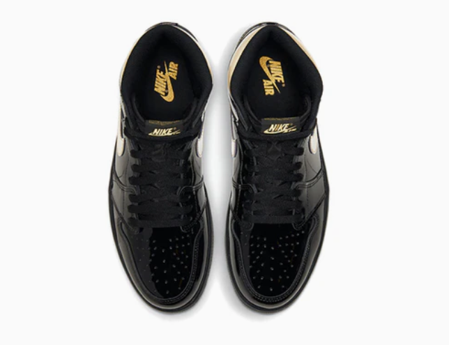 Nike Air Jordan 1 Retro High OG Black Metallic Gold Patent 555088-032 Men's - Picture 3 of 5
