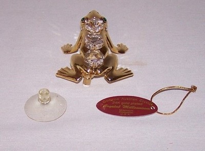 24K GOLD PLATED GENUINE AUSTRIAN CRYSTAL FROG ORNAMENT OR SUN CATCHER NWT