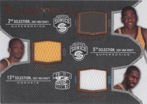 2007-08 SP Rookie Threads - Jeff Green/Kevin Durant/Julian Wright #TRT-DGW