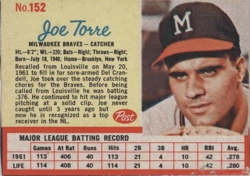 1962 Post - Joe Torre #152