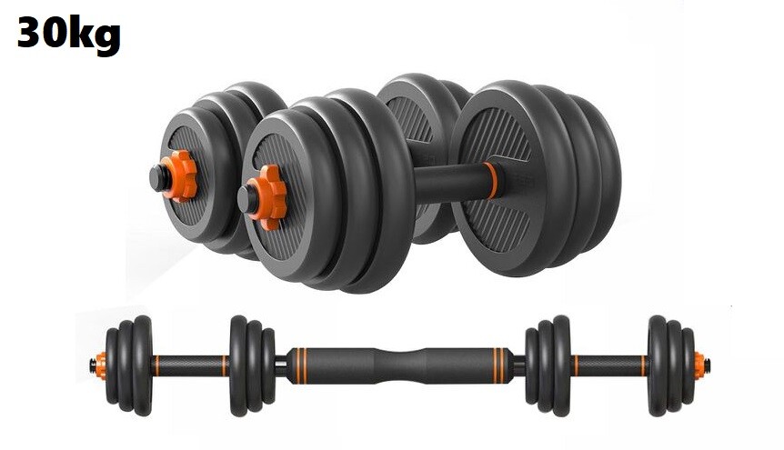 Set Manubri Bilanciere Dumbbell Pesi Regolabili Componibili 30Kg Da Palestra dfh