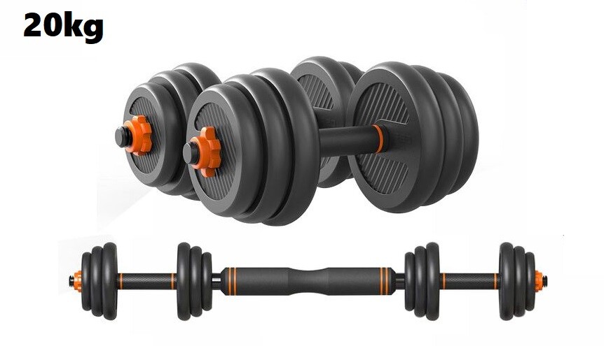 Set Manubri Bilanciere Dumbbell Pesi Regolabili Componibili 20Kg Da Palestra dfh
