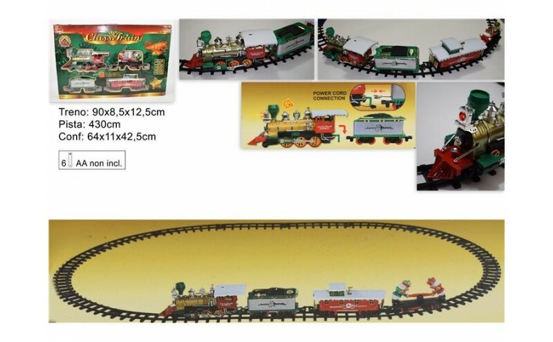 Trenino Natalizio Elettrico 430cm Con Suoni e Luci Decorazione Natale dfh