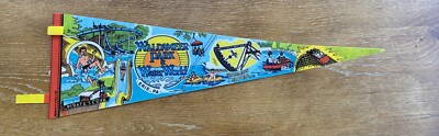 Vintage Waldameer Park & Water World Erie PA 26 Inch Pennant w/ Great Graphics
