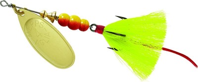 Mepps B4ST G-Y Aglia In-Line Spinner, 1/3 oz, Dressed Treble
