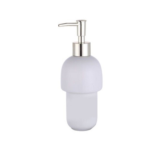 Ricambio Dispenser Porta Sapone Liquido In Vetro Satinato Tappo Cromato dfh