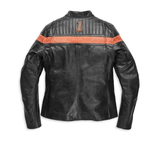 Pre-owned Harley Davidson Harley-davidson® Women's Victory Sweep Leather Riding Jacket - 98013-21vw In Black