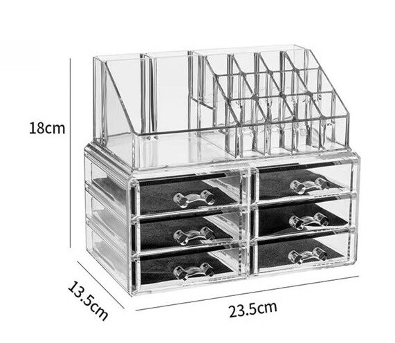 Espositore Organizer Porta Trucco Box Portagioie Cosmetici 6 Cassetti cir