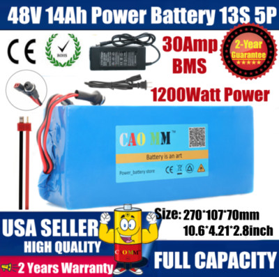 48V 14Ah Lithium ion Battery Pack  1200W ebike Bicycle E Bike Motor Charger BMS