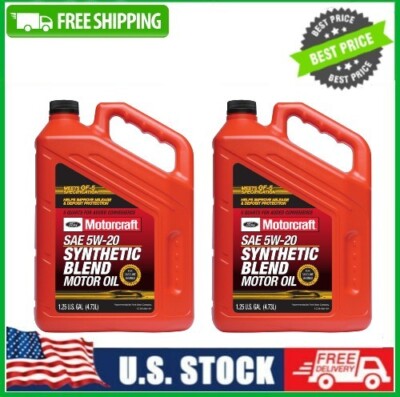 2 Pack Motorcraft 5W-20 Synthetic Blend Motor Oil, 5 Quart