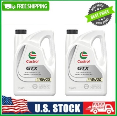 2 PACK Castrol GTX 5W-20 Synthetic Blend Motor Oil, 5 Quarts