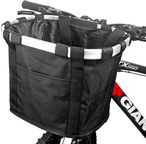 Bike Basket, Small Pets Cat Dog Folding Carrier, Removable Bicycle Handlebar ...