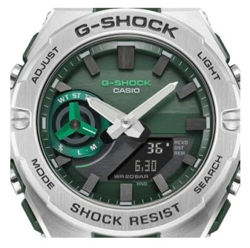 Pre-owned Casio G-shock Gst-b500ad-3ajf Green G-steel Carbon Bluetooth Solar Men Watch