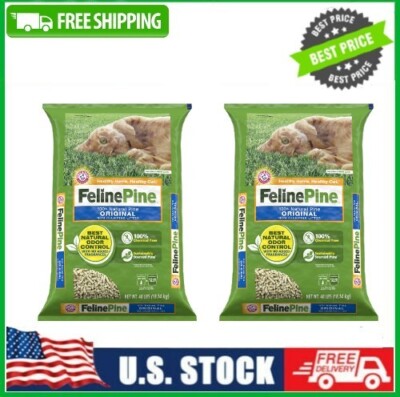 2 PACK Feline Pine Original Cat Litter, 40 lb