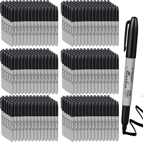 Bulk Black Marker Set Fine Point White,