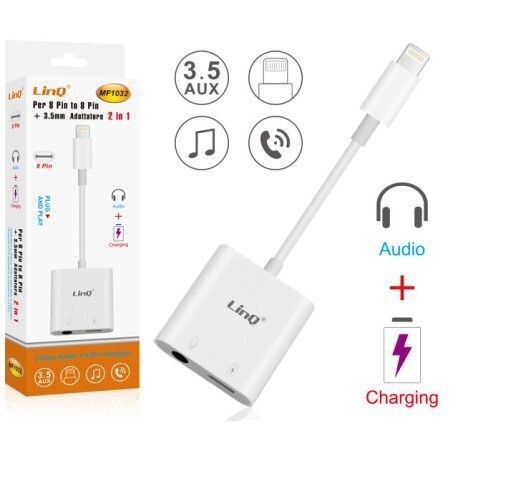 Adattatore 2in1 Da 8 Pin A 8 Pin + Jack 3,5mm Audio Linq Mf1032