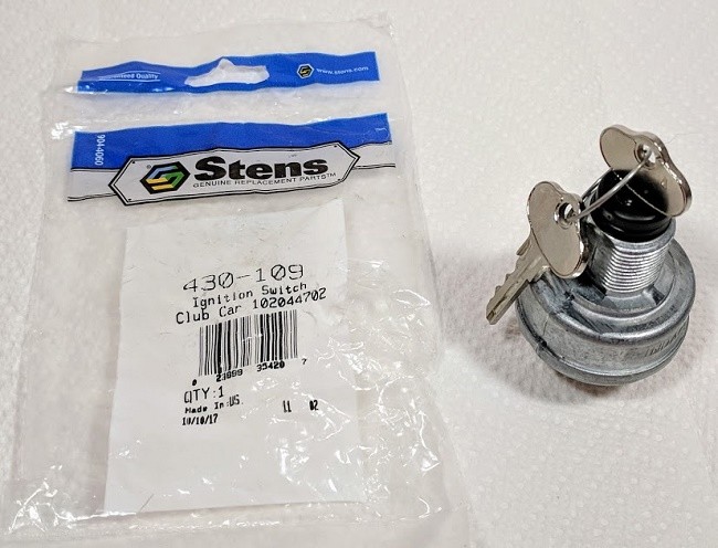 Ignition Switch Key Club Car Stens 430-109 Includes 2 Keys For 12 Volt Key Start