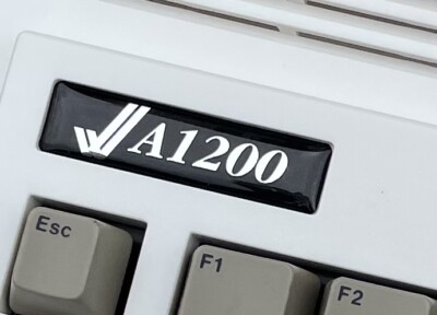 A1200 Logo Gel Filled Badge (Black/Silver) for Commodore Amiga 1200 NEW