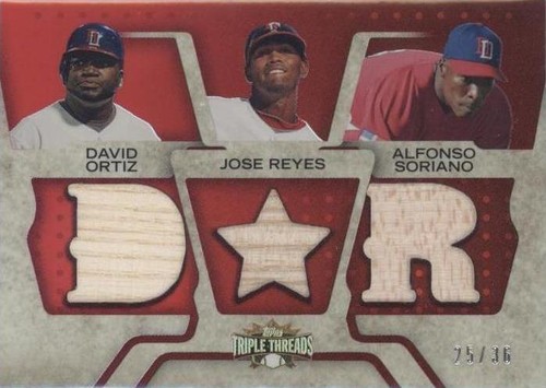 2008 Topps Triple Threads - Alfonso Soriano David Ortiz Jose Reyes #TTRC-99