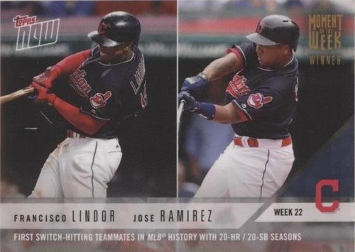 TOPPS MLBカード TRIBUTE FRANCISCO LINDOR JOSE RAMIREZ CLEVELAND INDIANS 24/50 #DR2-LR 送料無料 中古 IT1 TOPPS MLB TRIBUTE FRANCISCO LINDOR JOSE RAMIREZ CLEVELAND