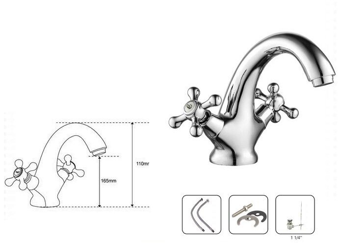 Miscelatore Rubinetto Manopole A Croce Bagno Lavabo Ottone Roma dfh