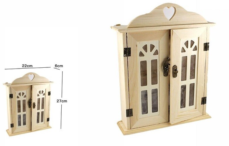 Cassetta Portachiavi Legno 6 Ganci Appendichiavi Muro Per Decoupage dfh