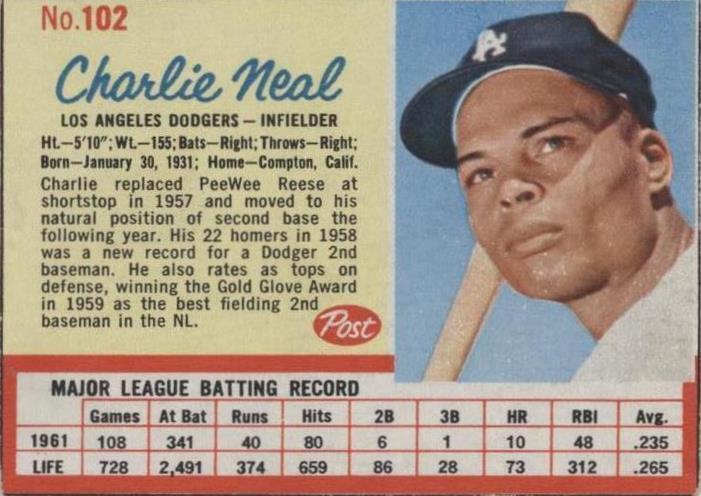 1962 Post - Charlie Neal #102