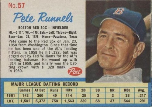1962 Post - Pete Runnels #57