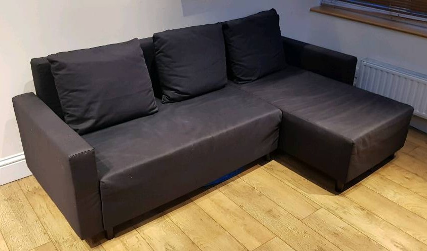 Ikea Lugnvik Sofa Bed 3 Seater Chaise Lounge Black With Storage