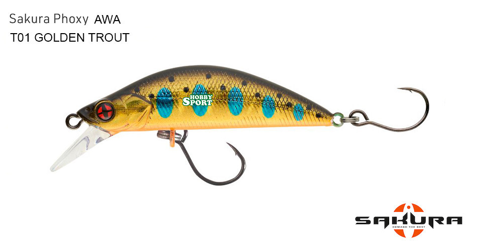 SAKURA PHOXY AWA 50S COL. T01 GOLDEN TROUT MINNOW SINKING 5 GR FIUME LAGO
