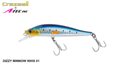 DIZZY MINNOW 90HS COLORE 01 IWASHI BLUE PESO 28 GR CRAZEE SPINNING MARE
