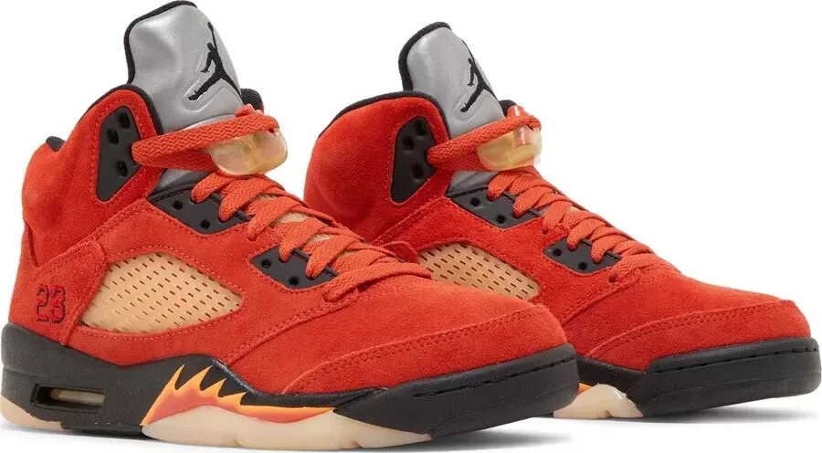 Pre-owned Jordan Nike Air  5 Retro Dunk On Mars Black Red Dd9336-800 Women's 12