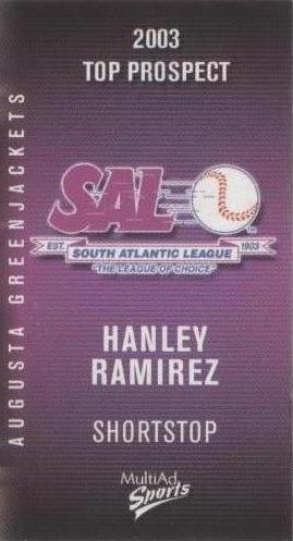 MultiAd Sports South Atlantic League Top Prospects 2003 - Hanley Ramírez #23