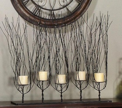 Twisted Brown Wire Tree Branch Candle Holder Twig Fireplace Decor Large 30" Chic