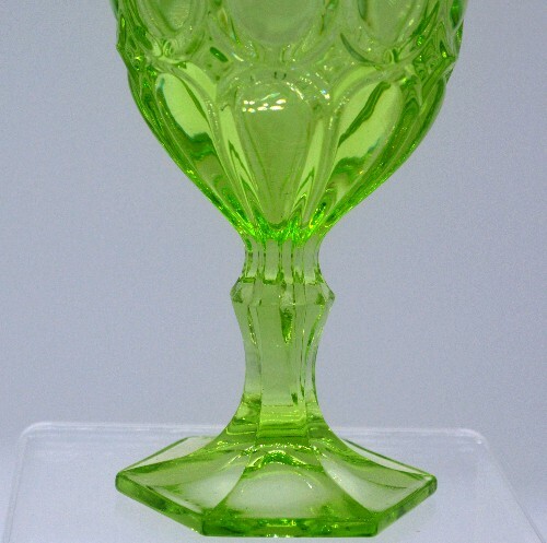 Wine Glass Late 19th Century Ornate Regal Pattern Green Glass