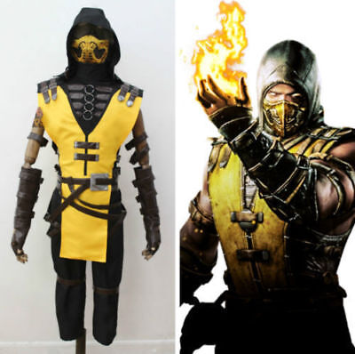 New Mortal Kombat X Scorpion Costume Halloween Cosplay Without the mask@8
