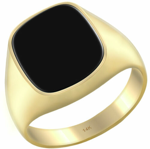 Anelli di lusso nero in oro giallo con pietra principale onice