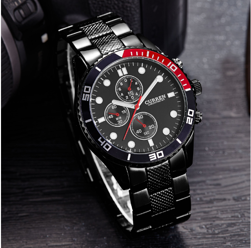 Orologio Polso Curren 8028 Uomo Analogico Quarzo Moderno Nero Quadr Nero lac