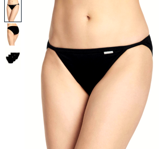 Women Jockey 3-Pack String Bikinis ( Black) 100% Cotton Comfort Panty Underwear
