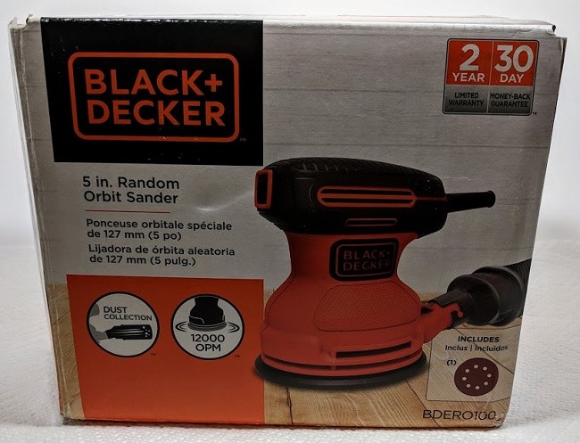 Random Orbital Sander 5 Inch Hook Loop System Compact Size BLACK+DECKER BDERO100